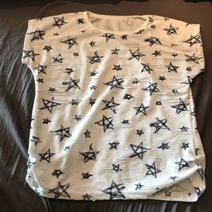 White distressed star top